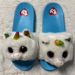 Kids Ty Beanie Boos Pixy the Unicorn Plush Slides Sz 4/5